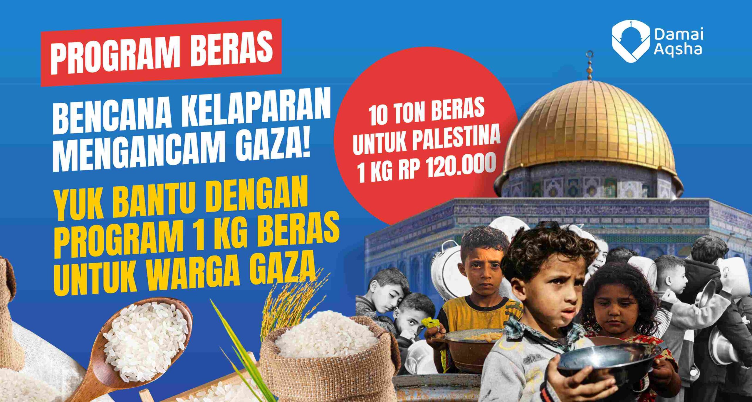 Urgent! Saudara Kita di Gaza Menderita Kelaparan, Bantu 1kg Beras untuk Mereka